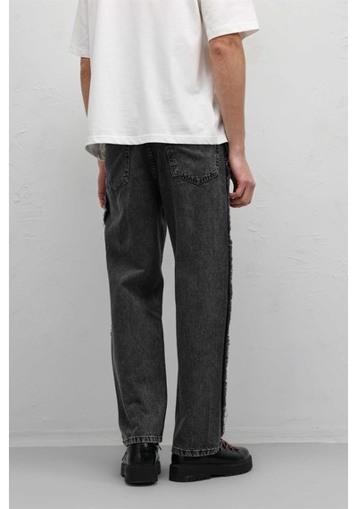 Vamos Yan Dikiş Detaylı Baggy Jean Gri
