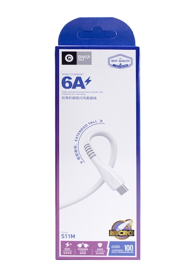 DVIP S11M 6A UsbA to Micro Hızlı Data ve Şarj Kablosu Beyaz