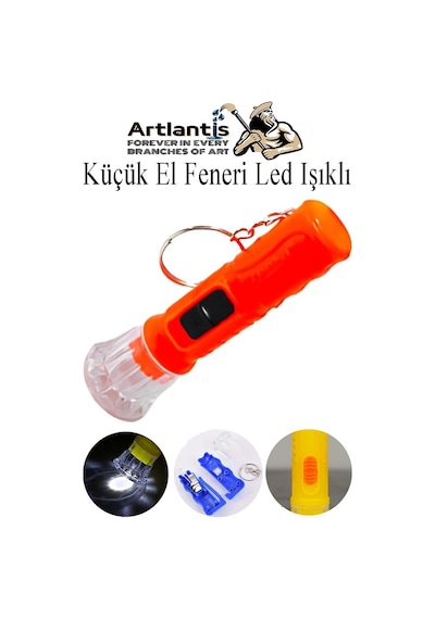 Küçük El Feneri Led Işıklı 1 Adet Anahtarlıklı Mini El Feneri İlk Yardım Feneri Deprem Feneri Karne Hediyesi Turuncu