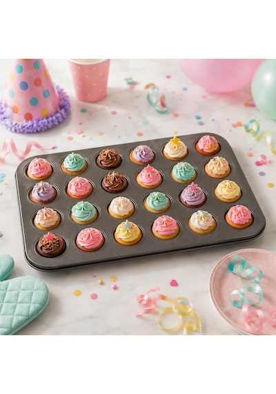Muffin Ve Cupcake Kalıbı Yapışmaz Karbon Çelik Fırın Tepsisi, Kek Ve Tart Kalıbı 6 Gözlü / 12 Gözlü / 24 Mini Gözlü Seçenekleri Çok Renkli