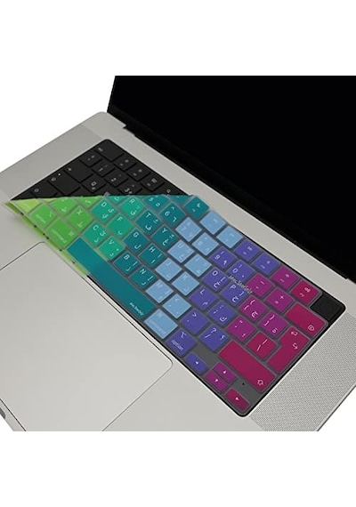 Macbook Arapça Klavye Koruyucu Uk Ters L Enter M1-m5 A2681 A3113 A3240 A3449 A2941 A3241 A2442 A2779 A2992 A2485 A2991 Arabic Keyboard Cover Pembe Yeşil