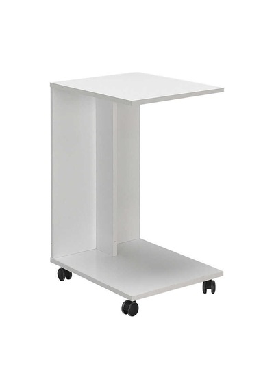 Çok Amaçlı Tekerlekli C Koltuk Sehpası-mat Lake Beyaz Diamond Beyaz 35x65x45 Cm Gxyxd