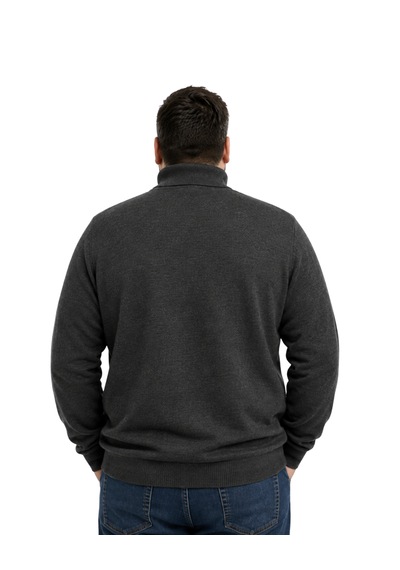 Battalmoda Erkek Büyük Beden Antrasit Düğmeli Polo Yaka Triko Kazak 3xl-4xl-5xl-6xl