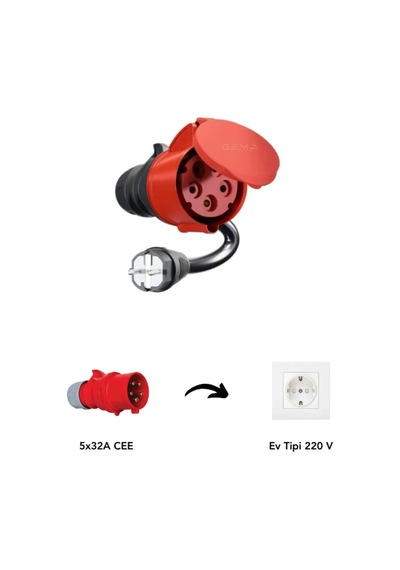Trifaze Fiş 220 V Ev Tipi Priz Adaptör Dönüştürücü