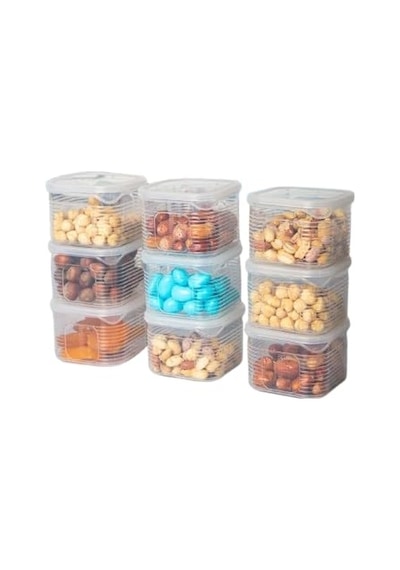 Saklama Kabı Sızdırmaz Kapak 9 Lu Set Şeffaf- Ölçü Kabı Hediyeli Çok Renkli