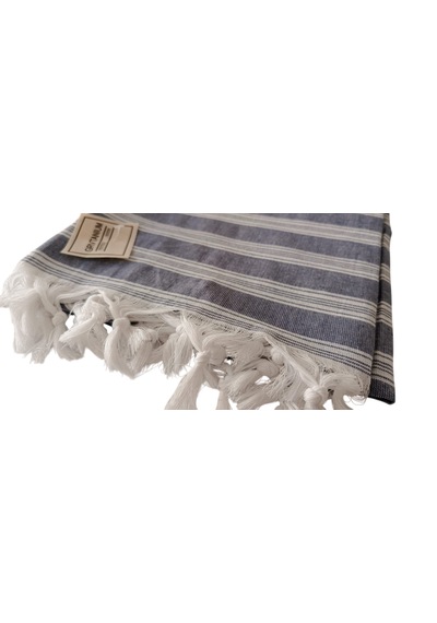Grvtanıum Kot Mavi %80 Pamuk 175x96cm Peştemal Banyo Havlusu M1 Koyu Gri-Mavi
