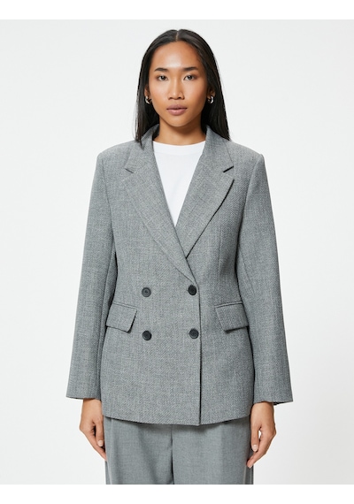 Koton Kruvaze Blazer Ceket Ters Yaka Kapaklı Cep Detaylı Dokulu Antrasit Melange 5wak50014uw Antrasit Koton Kruvaze Blazer Ceket Ters Yaka Kapaklı Cep Detaylı Dokulu Antrasit Melange 5wak50014uw Antrasit