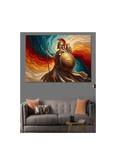 Antik Savaşçı Miğferli Kahraman Portresi Yağlı Boya Dokulu Kanvas Tablo Canvas Tablosu