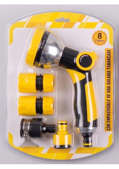10 Aşamalı Ayarlanabilir Kademeli Bahçe Sulama Tabanca Seti 5 Parça - Ergonomik Yüksek Basınçlı Oto Yıkama Ve