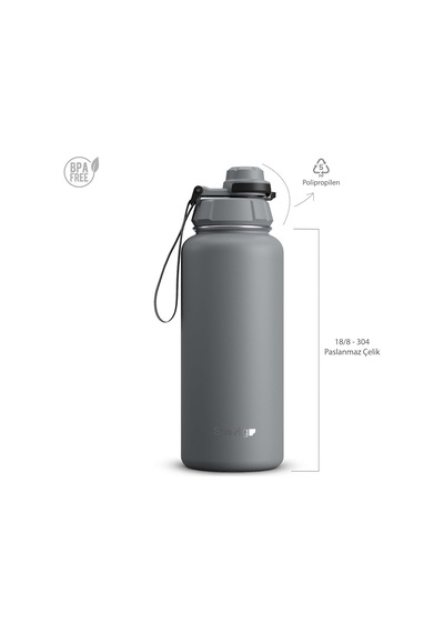 1 Hand Leak-proof Sızdırmaz Çelik Termos 1000 Ml Grey St-214 Genel