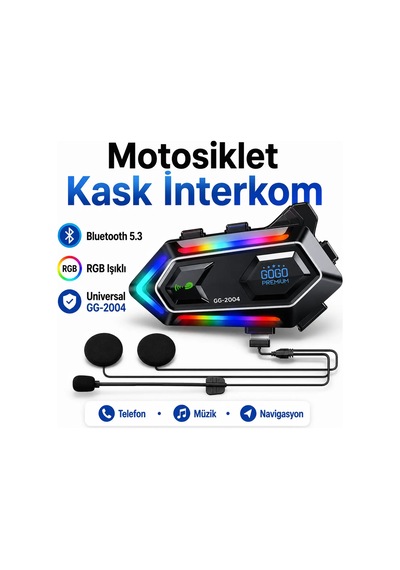 Universal Motosiklet Kask İnterkom Bluetooth 5.3 Rgb Işıklı Gg-2004