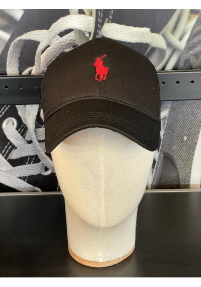 Hamze Polo Nakışlı Gabardin Kumaş Unisex Cap Şapka Siyah - Kırmızı