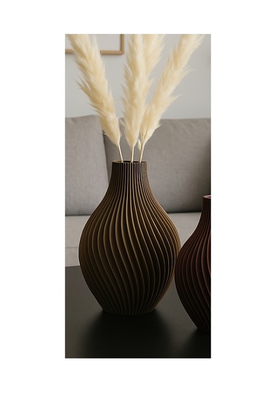 Modern Dekoratif Vazo 20 Cm Açık Kahverengi Sarı Sarı