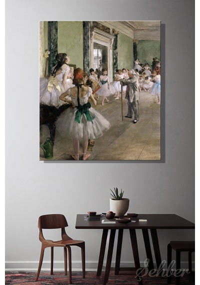 Edgar Degas'ın Ünlü "bale Sınıfı" Adlı Eseri Dikey Kanvas Tablo 4329 Çok Renkli