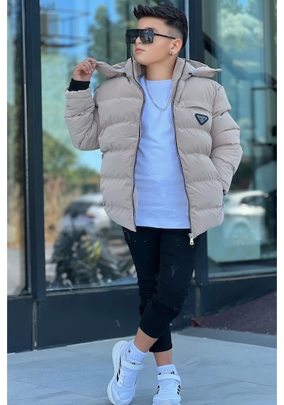 Pina Kids Erkek Çocuk Çıkarılabilir Kapüşonlu Su Geçirmez Nova Kışlık Mont Km4012 Bej