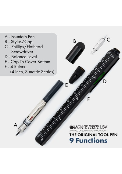 Monteverde Tool Pen Serisi Mv35232 Dk Toolpen Multifunction Siyah Dolma Kalem 165-Koyu Yeşil
