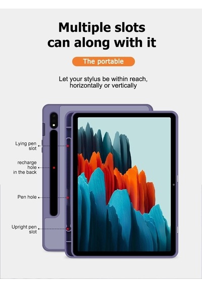 Samsung Galaxy Uyumlu Tab S10 Fe+ Plus 13.1inç Kılıf Kalem Bölmeli Smart Case X620 X626 Kapaklı Kılıf