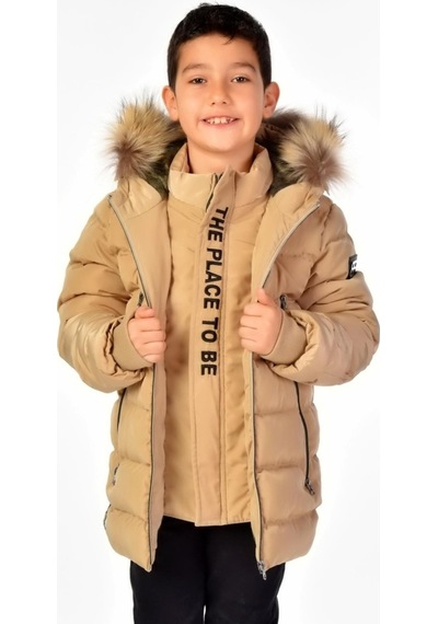 Benitto Kids Benittokids Natürel Kürklü Erkek Çocuk Mont