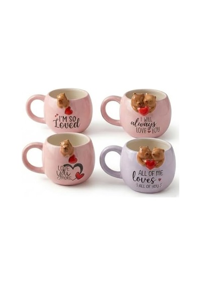 3d Sarkan Capybara Figürlü Porselen Kupa - 420 Ml Büyük Boy Kaliteli Porselen Bardak - 4 Farklı Modelden Biri Sürpriz/asorti - Sevimli Hayvanlı Hediyelik Mug 6998