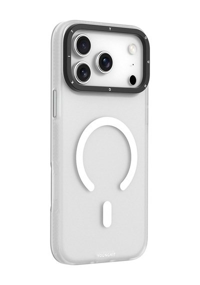 Apple Uyumlu iPhone 17 Pro Max Kılıf M-safe Şarj Özellikli Youngkit Hidden Sand Serisi Kapak Beyaz Beyaz