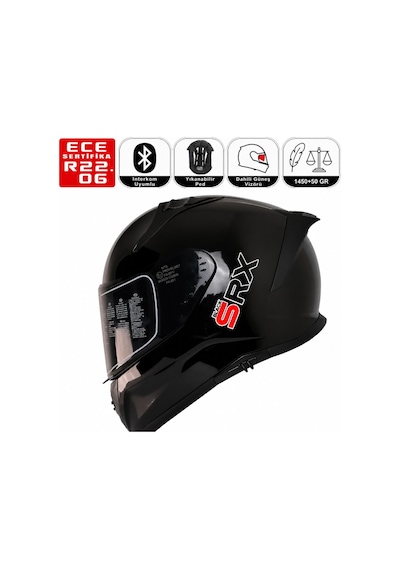 M801 Snake Srx Siyah Motosiklet Kaskı Spoiler Mod Güneş Vizörlü Full Face Kask