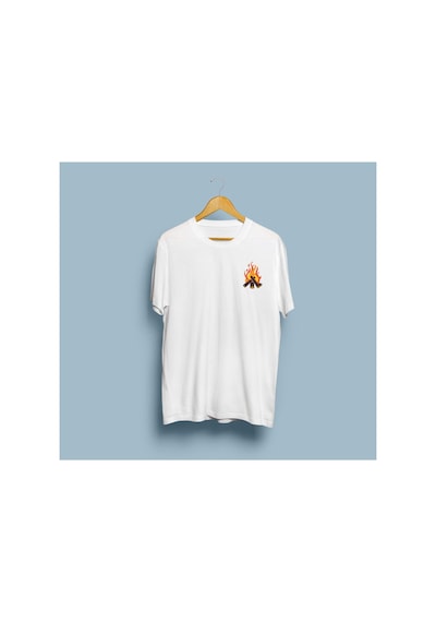 Bahriyeli Collection Oversize Kamp Ateşi / Gezgin Tasarım Unisex T-shirt Beyaz