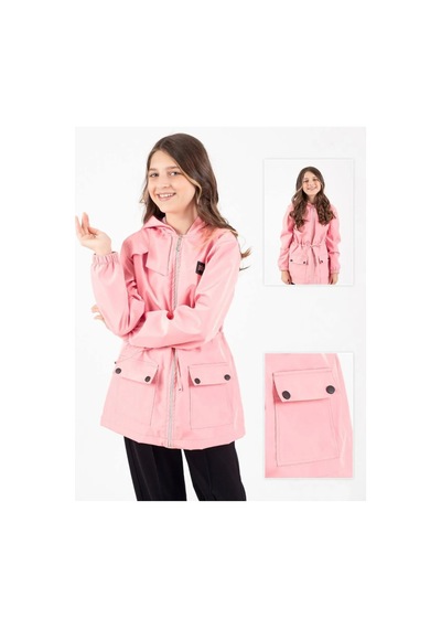 Mnk Baby & Kids Kız Çocuk Mevsimlik Su İtici Çıtçıt Kapamalı Cepli Yağmurluk M00752 Pembe