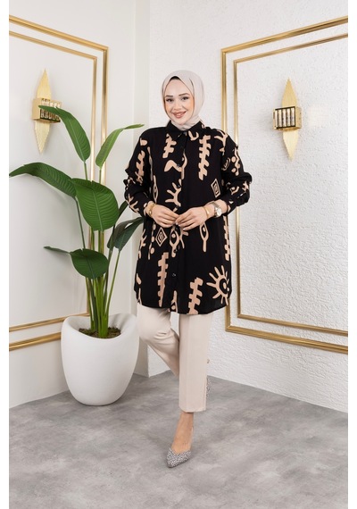 Hira Life Fashion Kadın Tesettür Giyim Ve Spor Giyime Uygun Düğme Detaylı Şık Desenli Dokuma Viskon Gömlek-tunik Siyah 2 Siyah 2 Hira Life Fashion Kadın Tesettür Giyim Ve Spor Giyime Uygun Düğme Detaylı Şık Desenli Dokuma Viskon Gömlek-tunik Siyah 2 Siyah 2
