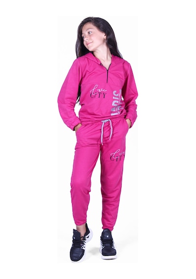 Fyk Kids Kız Çocuk Love City Baskılı Fermuarlı Eşofman Takımı Fuşya