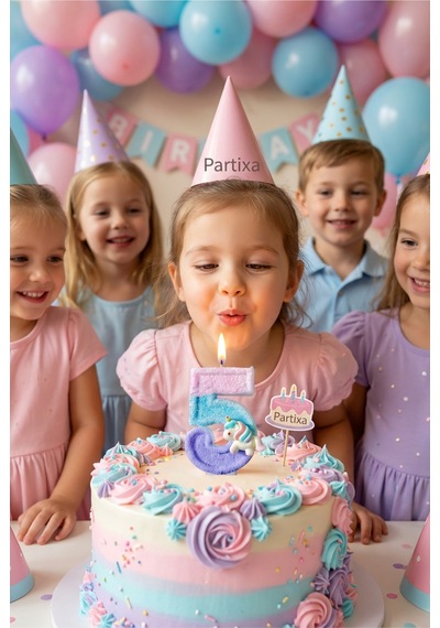 Unicorn Figürlü Pastel Renkli Rakam Mum Doğum Günü Pasta Süsü