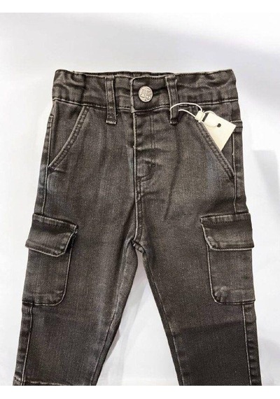 Çikoby Erkek Bebek Kargo Cep Detaylı Kot Pantolon-14878 Siyah