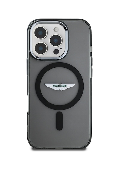Apple Uyumlu iPhone 16 Pro Kılıf Aston Martin Lisanslı Magsafe Şarj Özellikli Iml Baskı Logolu Buzlu Kapak Siyah