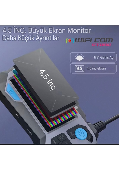 360 Motorlu Ekranlı Çift Lensli 10 Metre Yılan Kamera