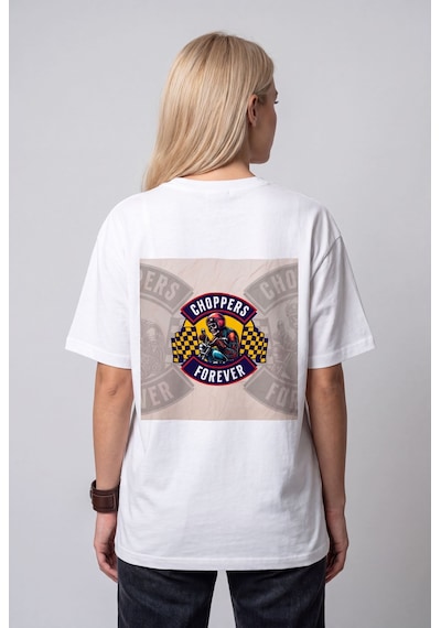 Black Nova Oversize Baskılı Unisex %100 Pamuk T-shirt Forever Beyaz