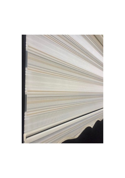 Sarı Sim Çizgi Detaylı Pliseli Zebra Stor Perde Beyaz - 97810400 Beyaz