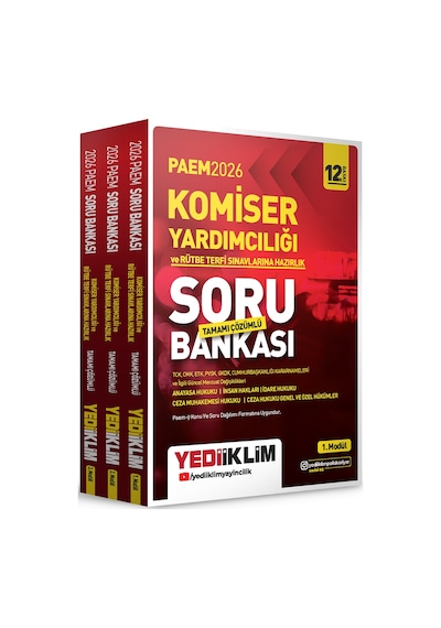Yediiklim 2026 Paem Komiser Yardımcılığı Ve Rütbe Terfi Sınavlarına Hazırlık Modüler Set Tamamı Çözümlü Soru Bankası 3 Modül