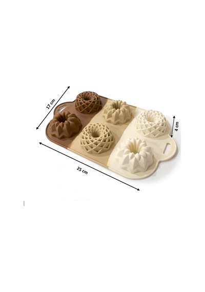 6 Bölmeli Silikon Muffin Ve Mini Kek Kalıbı - 3 Farklı Estetik Geometrik Desen, Yapışmaz Ve Esnek Pişirme Seti, M Diğer