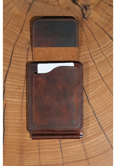 Lenax Leather Milano Hakiki Deri Cüzdan Kartlık Nakit Para Klipsli Bozuk Para Cepli Erkek Cüzdan Taba