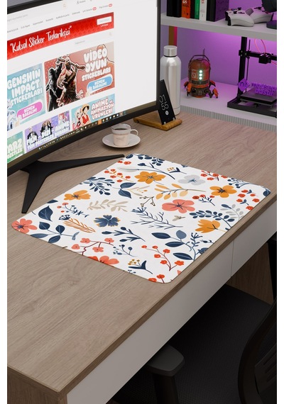 Çiçek Desenleri Kaymaz Dikişli Kauçuk Oyuncu Mousepad V4 - 48x40 Xl Gaming Mouse Pad Fare Altlığı