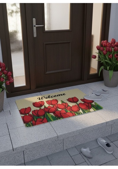 Hijyenik Kıvırcık Paspas 40x60 Cm - Islaklık Emici Kapı Önü Paspası Krem