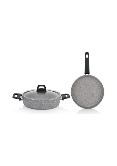 Schafer Eternal Basık Tencere 26Cm+Tava 26Cm-2 Li Set-Gri
