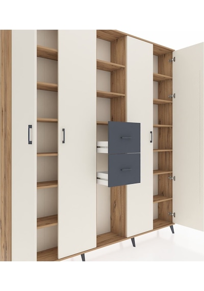 Arges Dolap 15 Raflı 2 Çekmeceli 4 Kapaklı 220x30x243 Çam-aytaşı/antrasit Aytası/antrasıt Arges Dolap 15 Raflı 2 Çekmeceli 4 Kapaklı 220x30x243 Çam-aytaşı/antrasit Aytası/antrasıt