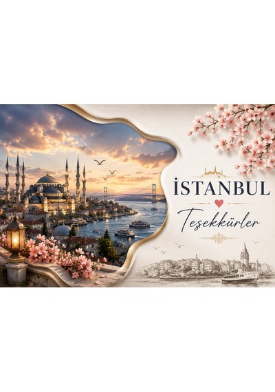 Papelia Istanbul Temalı Teşekkür Kartı 200 Gr Mat Fotoğraf Kağıdı Ultra Gerçekçi Baskı Hediyelik Paket Ve Sipariş Teşekkür Kartı