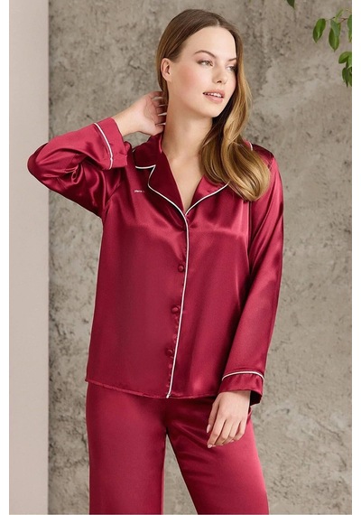 Pierre Cardin Kadın Saten Boydan Düğme Pijama Takımı 1200 001