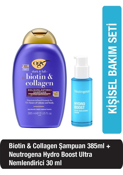 OGX Dolgunlaştırıcı Biotin&Kolajen Sülfatsız Şampuan 385ml+Neutrogena Hydro Boost 30 ML