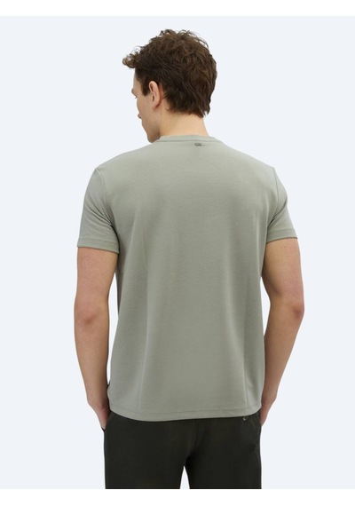 Kip Haki Düz Bisiklet Yaka T-shirt Haki