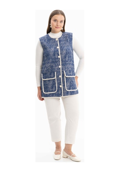 Aker 24ss09569112 Büyük Beden Yelek 24ss09569112 004 Mavi
