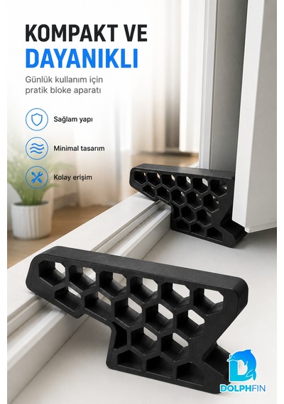 Pencere Kapı Sabitleyici Stoper Siyah Pvc Doğrama Rüzgâr Önleyici Takoz