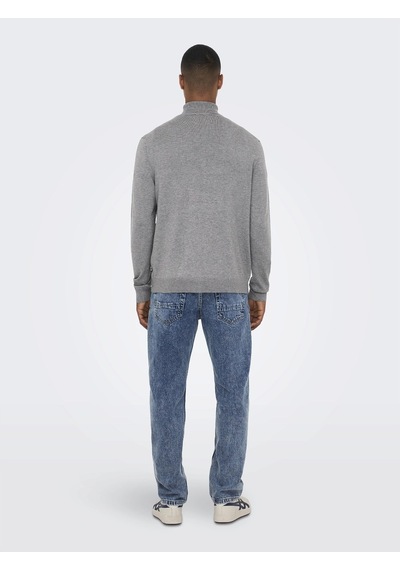 Only & Sons Erkek Mevsimlik Boğazlı Kazak - 22020879 Gri
