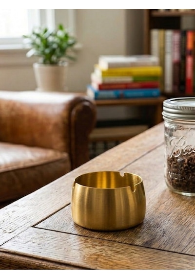Mucit Home Gold Bombeli Paslanmaz Metal Küllük Modern Ve Şık Tasarım